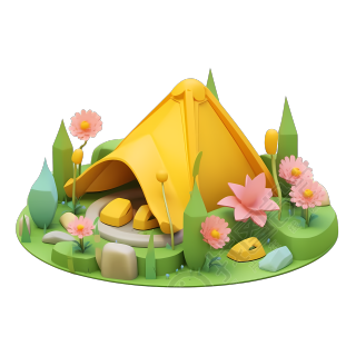 3D立体帐篷插画设计