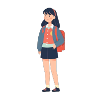 白底亚洲女学生PNG图形素材