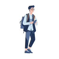 透明背景男学生上学png素材