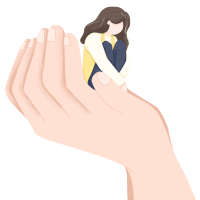 双手托起沉闷的女生心理健康插画