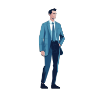 手绘商务男士工作照插画