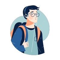 听音乐的男同学插画设计素材