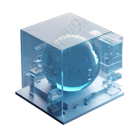 透明背景蓝白色3D金融图标素材