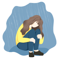 手绘女生心理健康插画