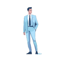 蓝色系创意男领导插画素材