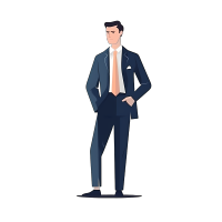 穿黑色西装的男人插画素材