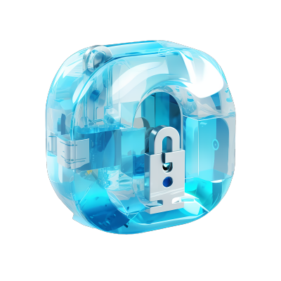 3D立体蓝色科技锁png素材