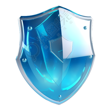 蓝色玻璃材质数据安全图标插画