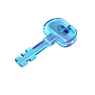 3D立体蓝色钥匙插画素材
