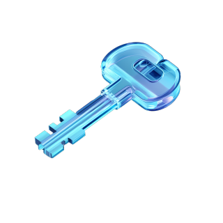 3D立体蓝色钥匙插画素材