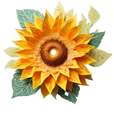 多维立体剪纸艺术向日葵插画