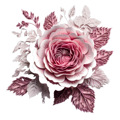 可商用创意设计粉色玫瑰剪纸插画