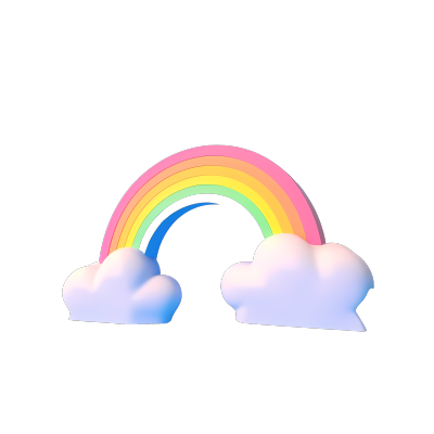 3D立体彩虹商用PNG插画