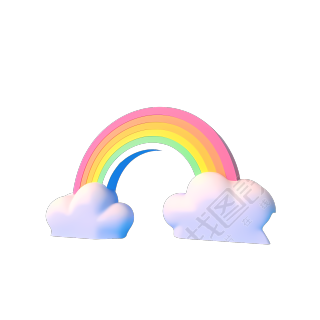 3D立体彩虹商用PNG插画