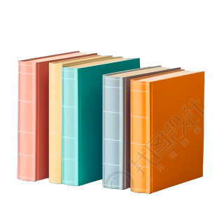 排列整齐的彩色书籍PNG插画
