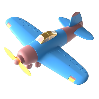3D立体蓝色小飞机玩具插画
