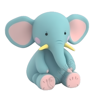 可商用蓝色小象玩具3D插画