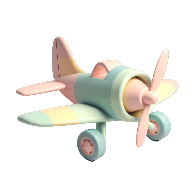 软色系飞机玩具立体模型插画