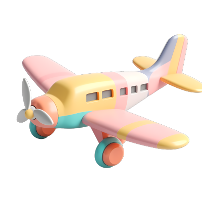 卡通彩色飞机玩具PNG元素
