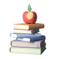 手绘学习用具书籍PNG插画