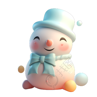 微笑的小雪人玩具立体图形素材
