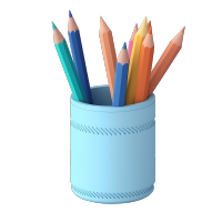中学生文具彩色铅笔PNG插画