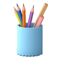 3D立体彩色铅笔插画元素