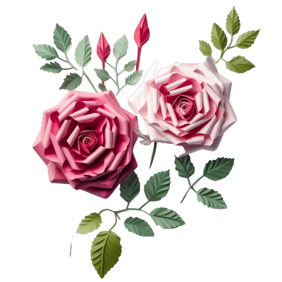 多彩玫瑰花创意剪纸艺术素材