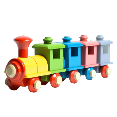 3D立体彩色小火车玩具PNG插画