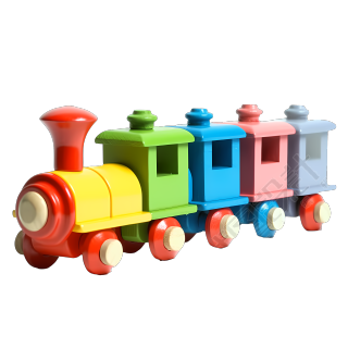 3D立体彩色小火车玩具PNG插画