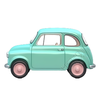 蓝绿色小汽车玩具商业可用PNG素材