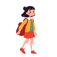 透明背景背包女学生插画元素