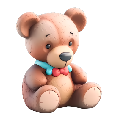 3D立体小熊玩具PNG插画