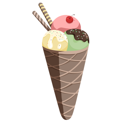 手绘草莓奶油冰淇淋插画