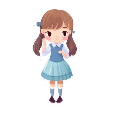 可爱双马尾小女生PNG向量插画素材