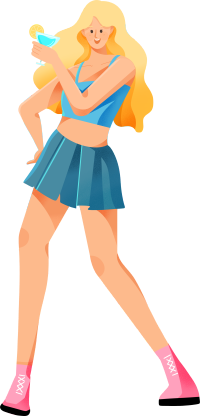 夏日金发女生手拿冷饮素材