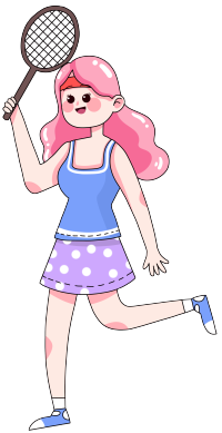夏日运动女孩手拿球拍插画素材