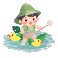 儿童莲叶帽玩耍PNG高清素材