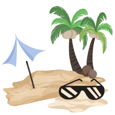 卡通沙滩度假椰子树PNG素材