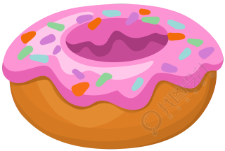 粉色甜甜圈透明背景插画