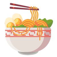 一碗美味的面条配溏心蛋插画