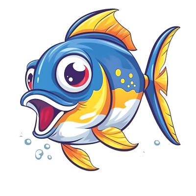 彩色卡通鱼头像可爱 卡通鱼矢量图白底素材 