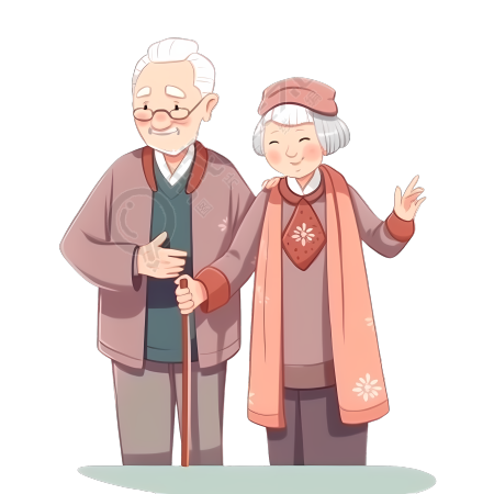 老夫妇共赏重阳
