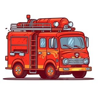 生动活泼的红色消防车卡通插画图形素材
