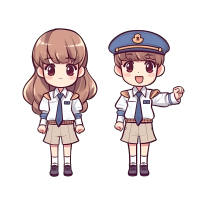 卡通男女手牵手插画设计素材