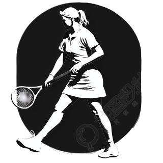 体育女生网球轮廓PNG图形素材