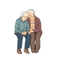 插画设计元素依偎的老人高清PNG图形素材