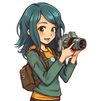 迷你卡片相机女孩插画素材