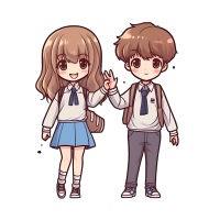 男女牵手插画设计元素PNG素材