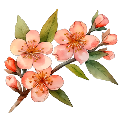粉色樱花树枝水彩图素材